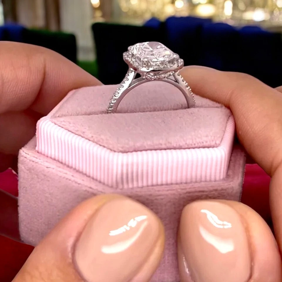 Platinum 950 Wedding Rings Radiant Cut 3.75 Ct IGI Lab Grown Diamond Women - Image 3 of 4