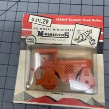 HO UMEX Minimovers HAMM 2 Wheel Tandem Road Roller Stock # U-311 Orange L12