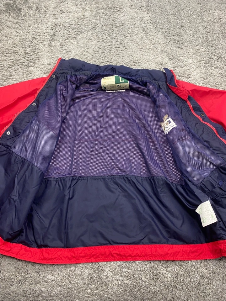 Vtg WearGuard Jacket Men Large Red Stowaway Hood Mesh Lined Windbreaker Bomber - Image 3 of 4