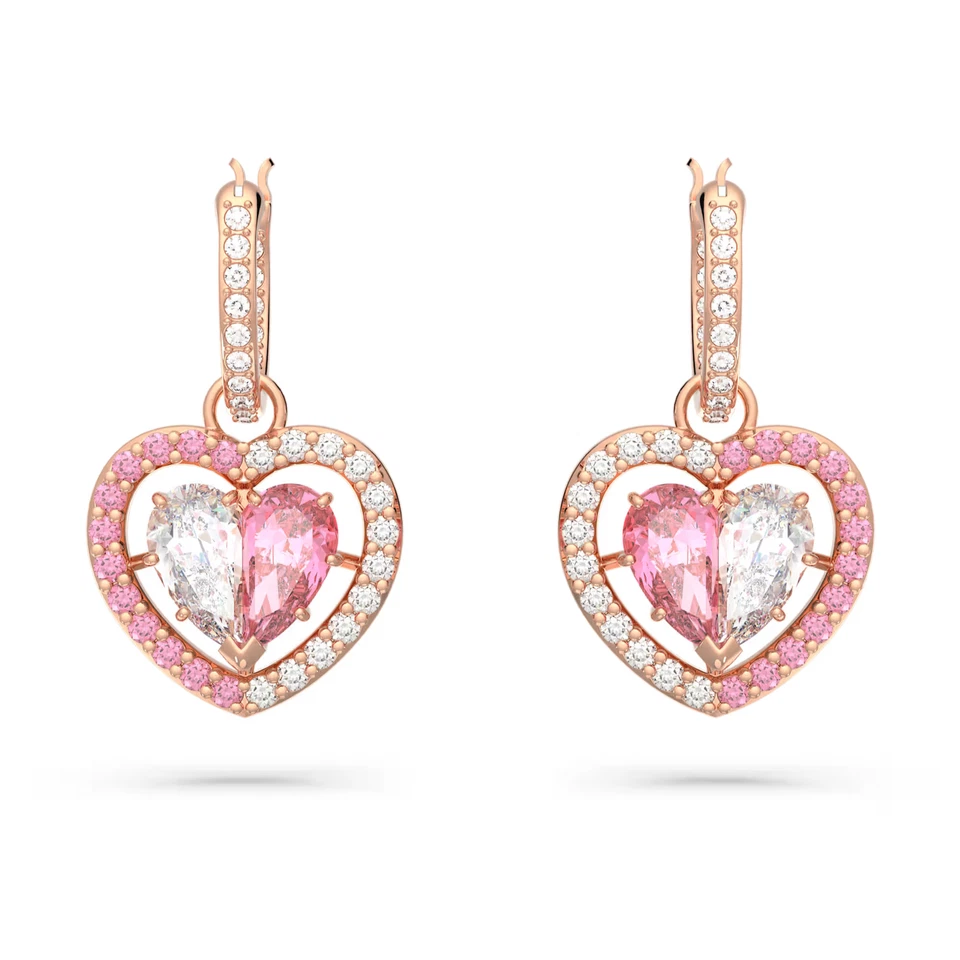 New Authentic Gema 520 drop earrings Heart, Pink, Rose gold-tone plated 5653010 - Image 2 of 4