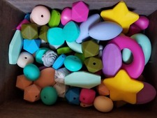 1,000 Pcs Bulk Silicone Beads Random Assorted Colors Hexagon Round Oval Etc
