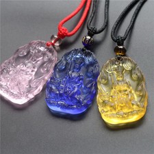 Buddhist Faith Colored Glass Buddha Pendant Necklace Pendant Accessories