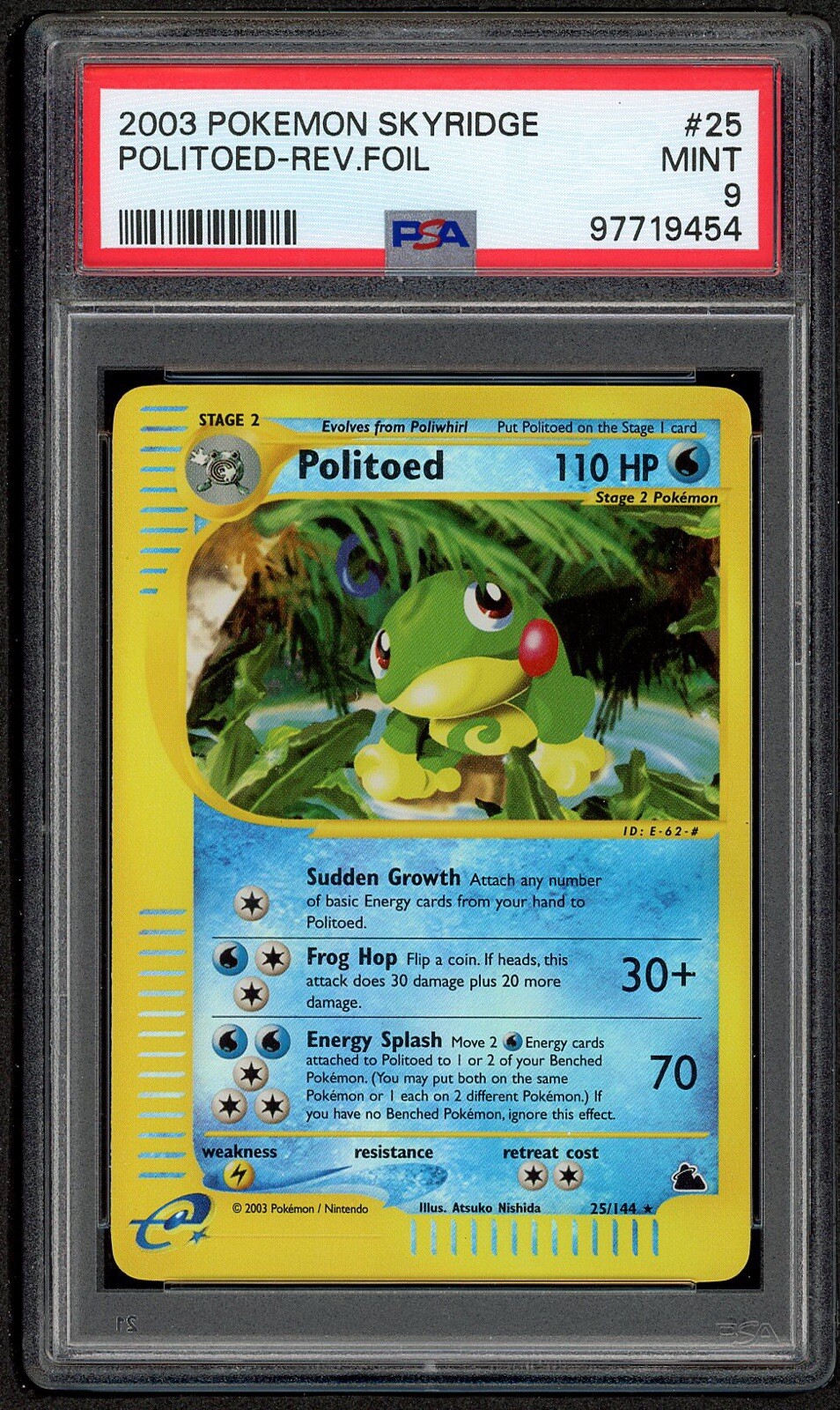 Pokemon PSA 9 MINT Politoed 25/144 Skyridge Reverse Holo Foil 2003 E Reader