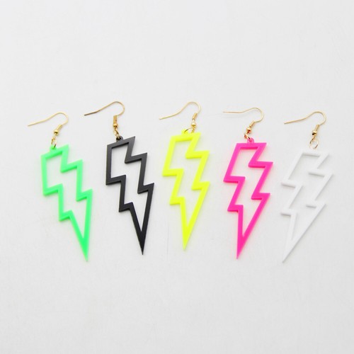 NEON LIGHTNING Flash Earrings Funky Kitsch 80s90s Punk Rock Bolt retro celebrate - Picture 8 of 79