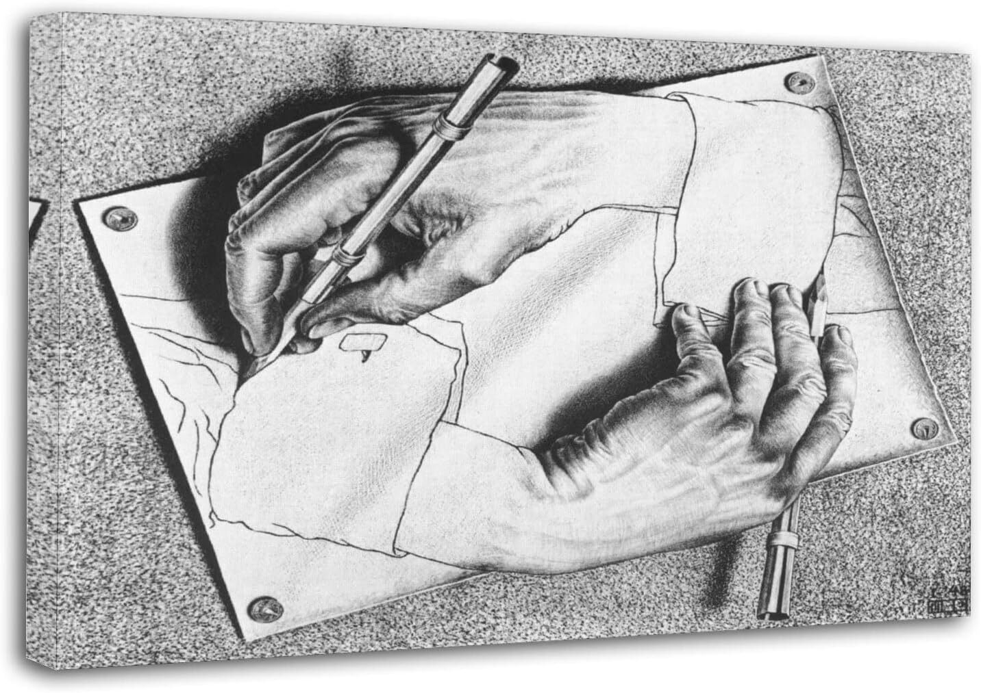 Mc Escher Hands Drawing Hands Canvas Art Poster and Wall Art Picture Framed