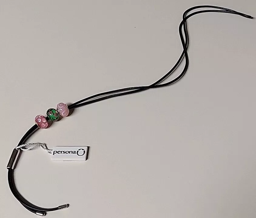 Murano Glass Black and White Engraved Necklace