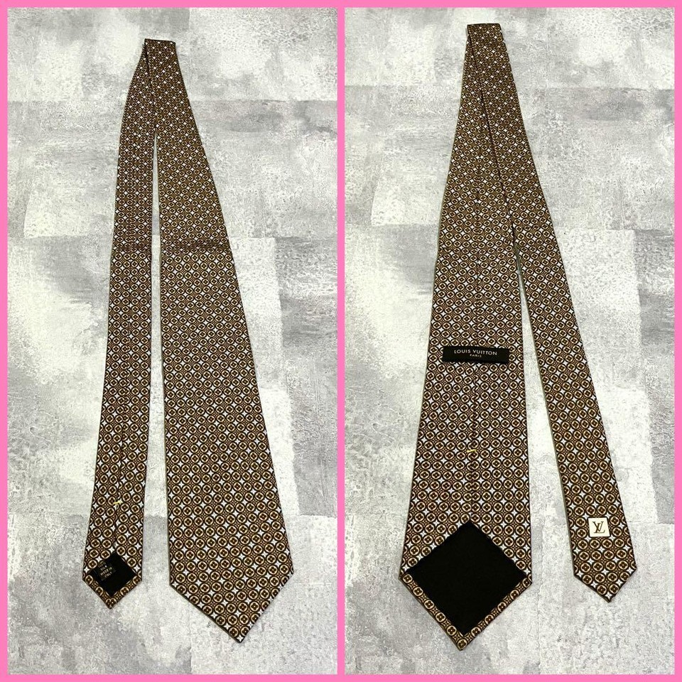 Louis Vuitton Tie Monogram Flower Lv All Over Pattern Brown Men's Ties