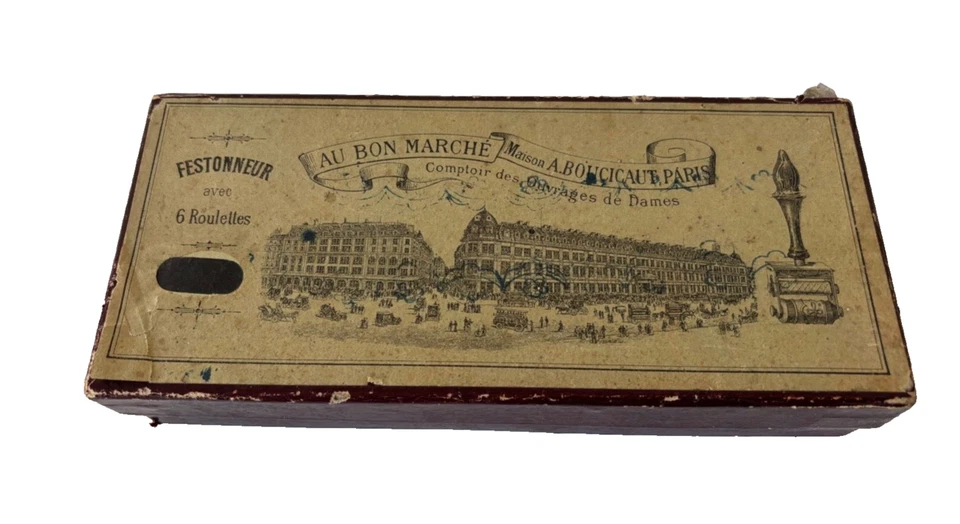 Ancien Festonneur avec 6 roulettes avec boite d'origine - Au bon marché - XIXe - Photo 1/4