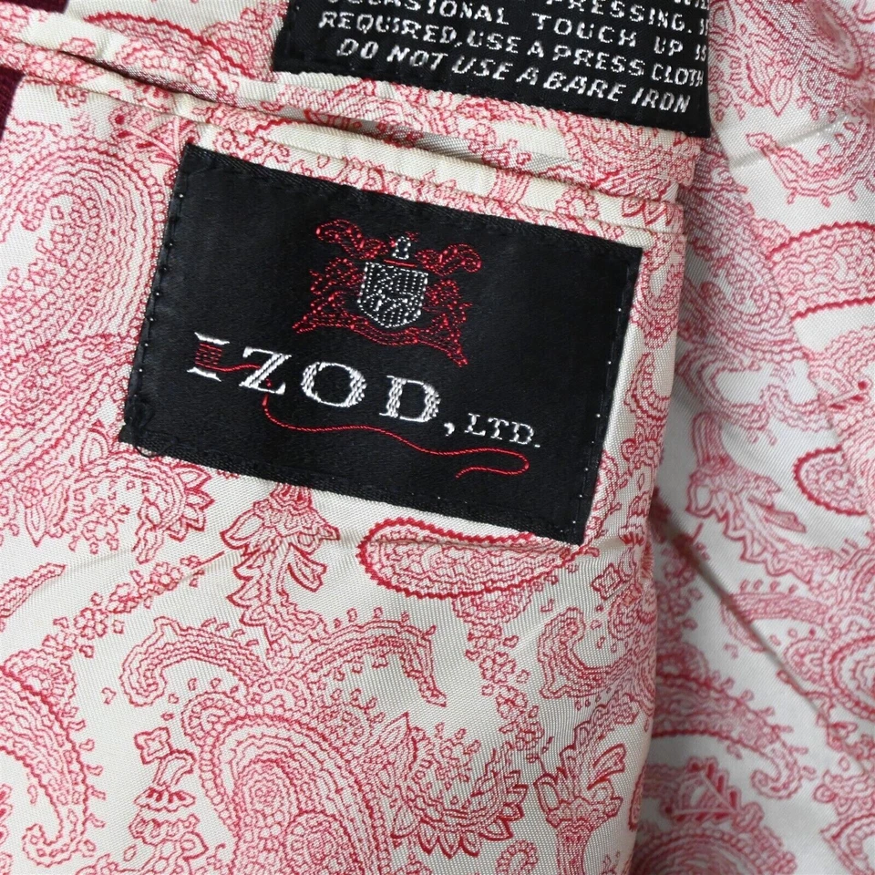 Vtg 70s IZOD 42L Maroon Red Hopsack Gold Button Blazer Sport Coat Jacket - Image 4 of 4