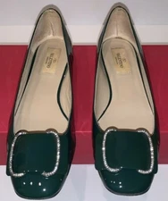 Valentino Emerald Green Patent Leather flats Shoes 36 1/2