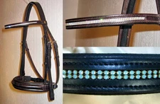FSS 2 Row Crystal Curve Browband COMFORT Padded Bling DRESSAGE Bridle CustomMade