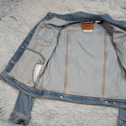 Levi's Jacket Womens M Blue Denim Button Up Distressed Comfort Casual Stretch - Afbeelding 11 van 11