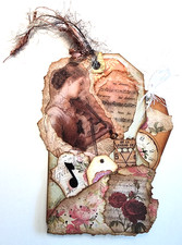 Victorian Tag 16 Hidden Pocket Music Violin Vintage OOAK 3D Handmade