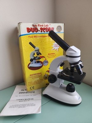 My First Lab Duo-Scope Microscope MFL-06 Dual Lights 400X Real Glass Lenses Used