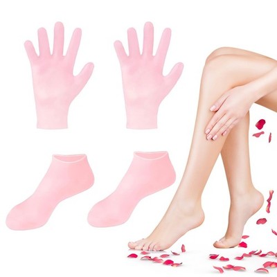 Conjunto de guantes y calcetines silicona para pies y manos secos y agrietados