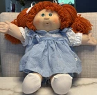 Cabbage Patch Kids Baby Doll Red Yarn Hair Blue Gingham Dress Soft Body Girl