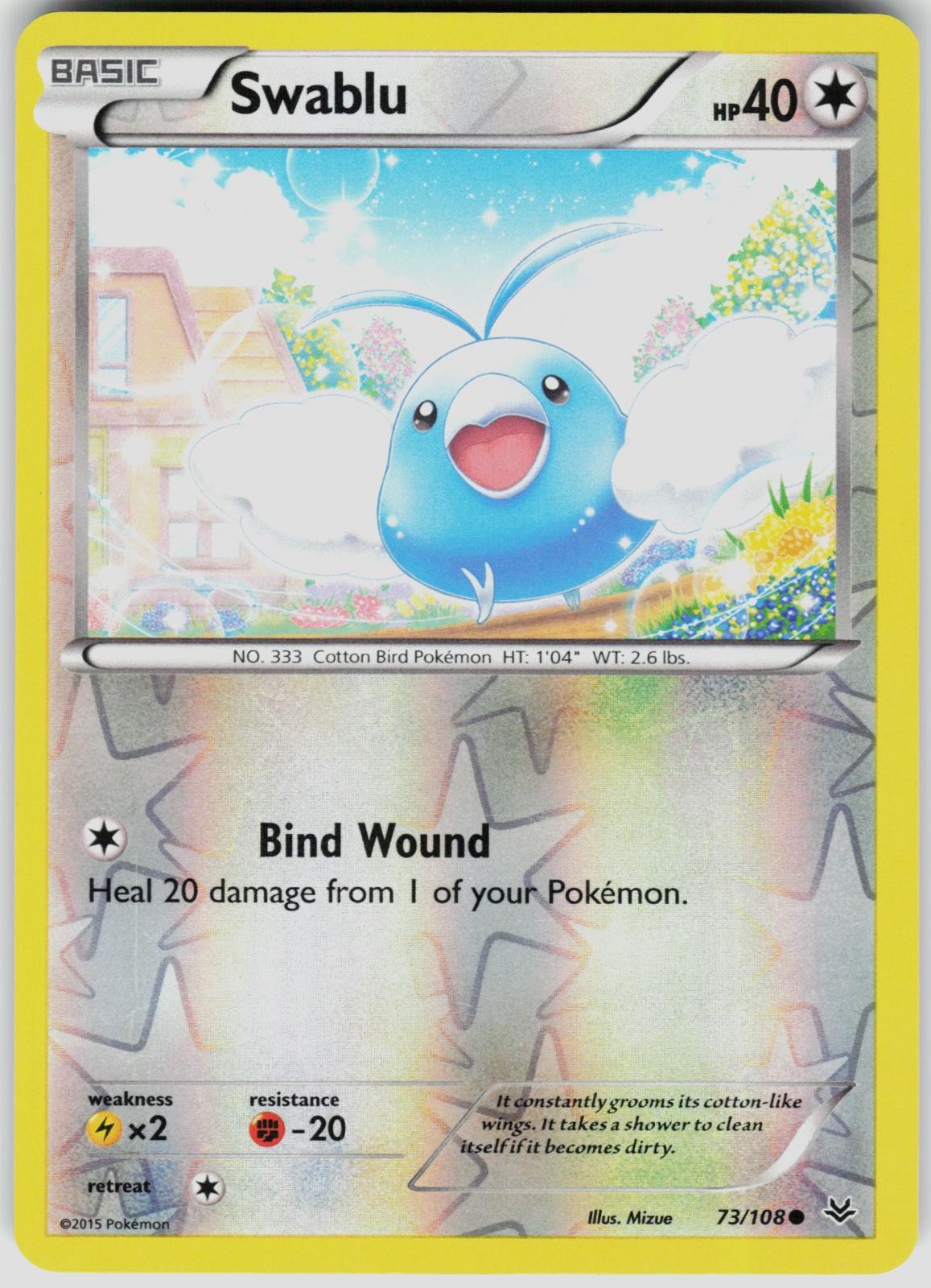 Swablu 73/108 Common Roaring Skies Pokemon Reverse Holo Near Mint