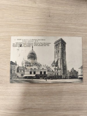Alte AK Türme Basilika St. Martin Turm Karl der Große schwarz und bla