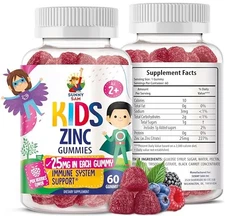 Kids Chewable Zinc Gummies - Immune Support Supplement - Natural Antioxidant 60 