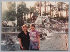 1980s Pretty Women Friends Smiling Waterfall Resort Palm Trees