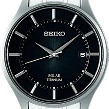Image of SEIKO Selection SBPX103 Titanium Solar Black Dial Lightweight Watch New R8041070