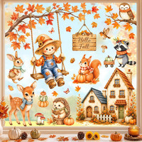 Fensterbilder Herbst, 77 StüCk Herbstdeko Fenster Selbstklebend, Wiederverwendba