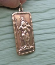 Gold St Christopher Pendant 9ct Vintage hallmark 1990 Birmingham by maker EJ Ld