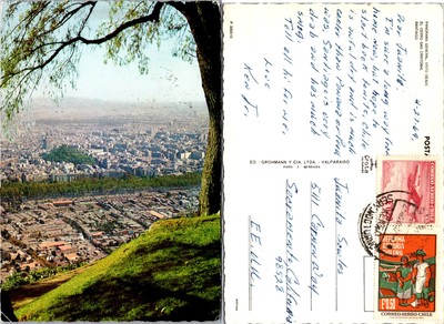 Continental Santiago City Panorama Chile Postcard