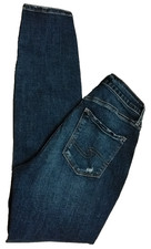 Women's 29 SILVER Avery Skinny Distressed Blue Jeans Denim Bottoms, Stretch