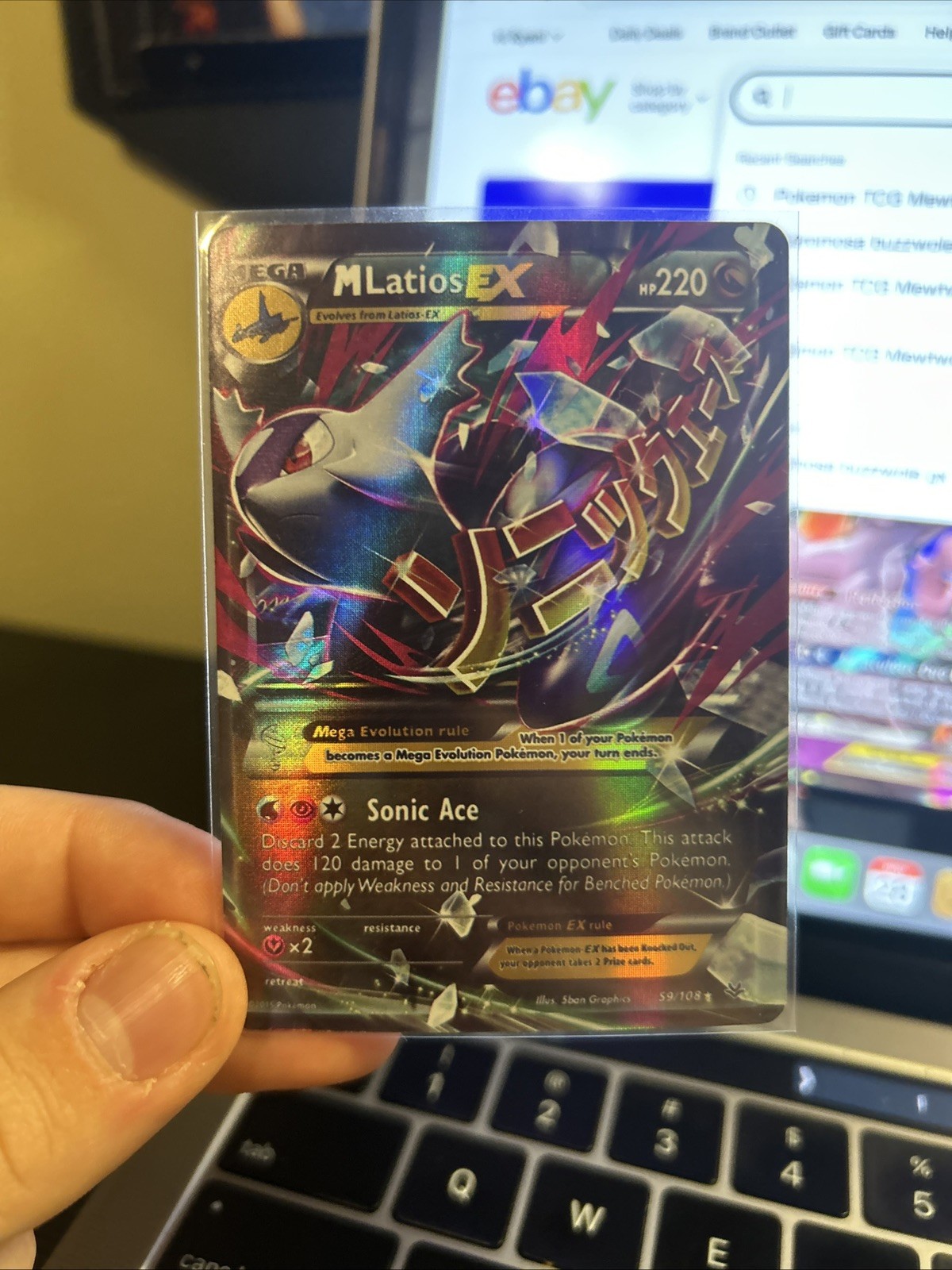 Mega Latios Pokemon 2015 EX Ultra Rare Card Holo 59/108 Roaring Skies NM