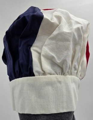 Adjustable Chef's Catering Cooking Hat Off-White with Navy and Red, 2 Count