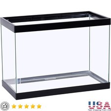 Glass Aquarium 5.5 Gallon Rectangular Fish Tank Easy Setup Custom Accessories US