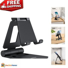 Adjustable Full Aluminum Dual Folding Cell Phone Stand - Portable Desk Accessory