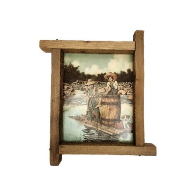 Vintage Jim Daly Framed Print Rustic Wooden Frame Nostalgic Americana Art 12''x9''