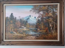This is a vintage landscape oil painting By Robert More