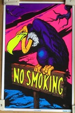 Vulture Buzzard Flocked Blacklight "NO SMOKING" Poster