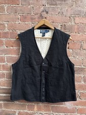 Vintage Polo Ralph Lauren Men  s Vest, Sz Large, Black 100 Cotton
