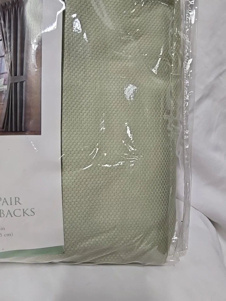 De colección. Par de paneles de cortina Waverly Garden Room verde oliva con lazos 84x84 Foto 4 de 4