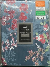 Dunelm Trailing Wisteria Blackout Pencil Pleat Curtains - Blue - 66"x72" Pair