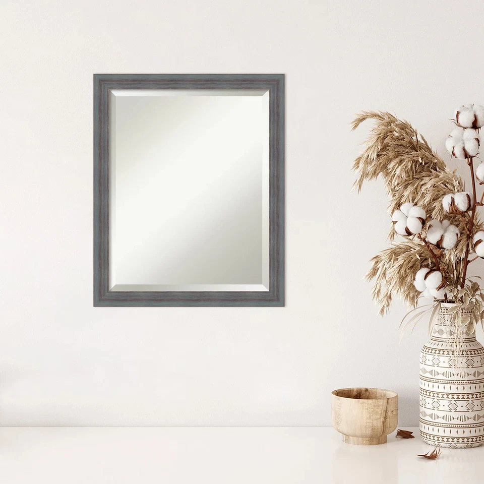 Beveled Wood Wall Mirror - Dixie Grey Rustic Frame Dixie Blue Grey Rustic Outer - Image 2 of 4
