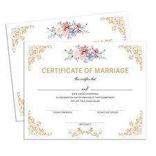 17 PCS Floral Marriage Certificate Wedding Invitations Cards Blank Paper