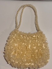La Regale Flower Sequin Pearl Beaded Evening Hand Bag pearl Straps