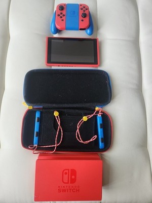 Nintendo Switch Console Red/Blue Controllers + Dock + Carrying Case Bundle