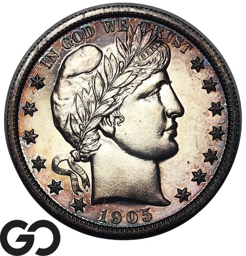 1905 Barber Half Dollar PROOF, Beautiful Color, Superb Gem PR++, Just 727 Made!