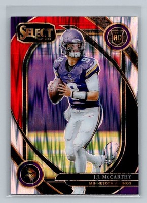 2024 Panini Select J.J. McCarthy #246 Black & Red Prizm Shock Rookie Vikings