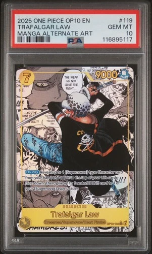 2025 One Piece OP10 EN Trafalgar Law Manga Alternate Art #119 PSA 10