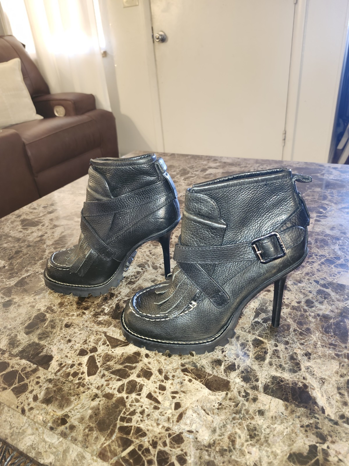 Tory Burch High Heel Booties Leather Black  Size 9m thumbnail 4