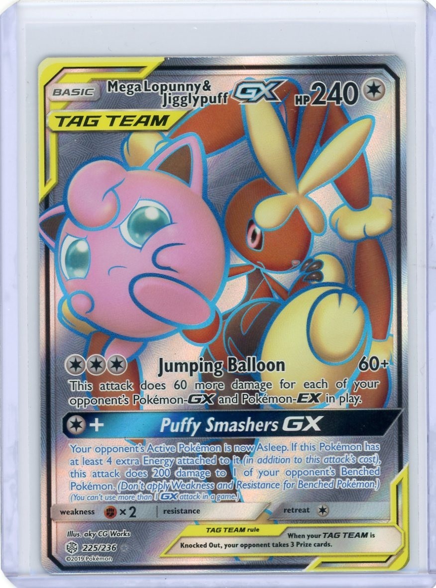 Mega Lopunny & Jigglypuff GX TAG TEAM 225/236 Sm-Cosmic Eclipse Holo MINT