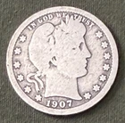 USA - 1907-P Silver Barber Quarter - FREE SHIP