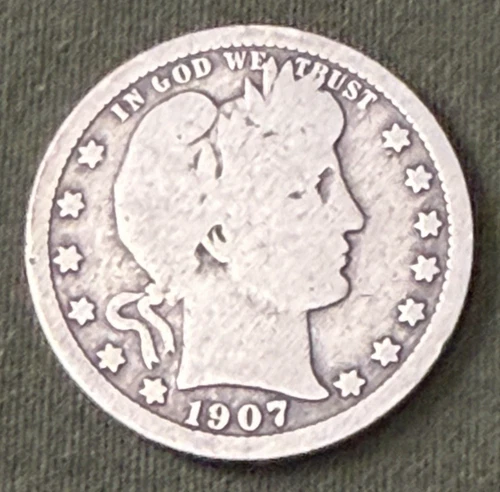 USA - 1907-P Silver Barber Quarter - FREE SHIP
